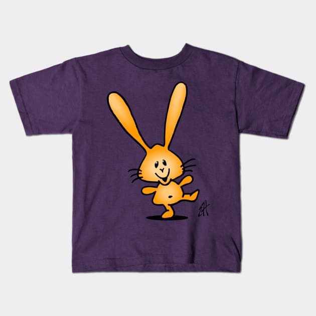 Dancing bunny Kids T-Shirt by Cardvibes